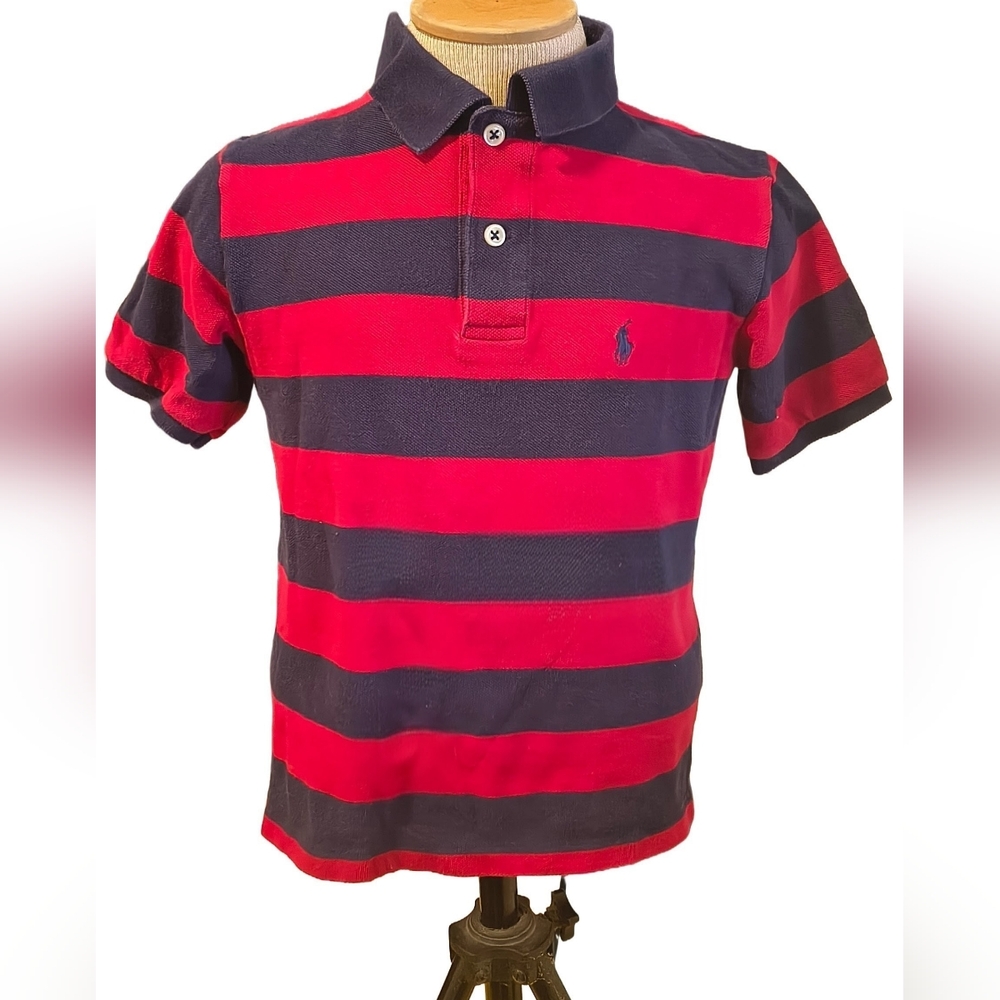 Ralph Lauren Red & Navy Striped Polo Shirt
